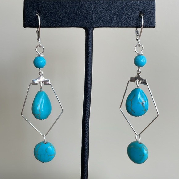 HAND CRAFTED BOHO EARRINGS Turquoise - Picture 5 of 12